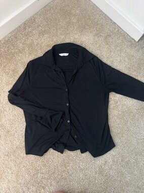 Mango Black Button-Down Shirt